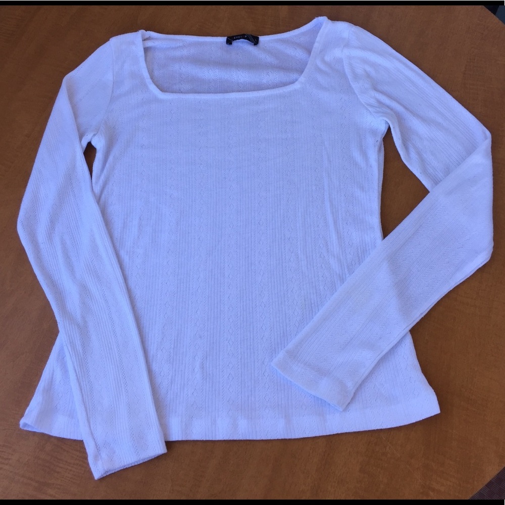 Levelup White Long Sleeve Ribbed Shirt